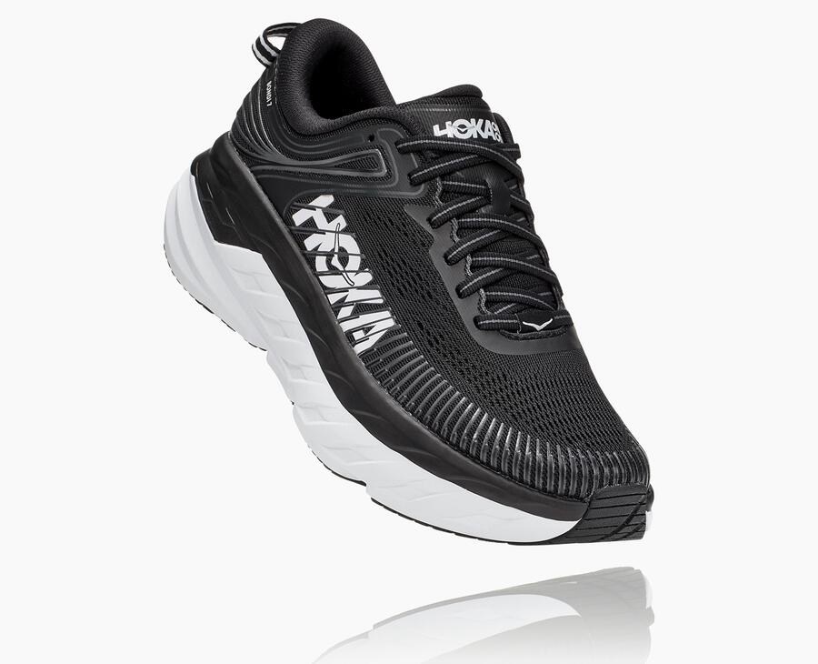 Hoka One One Bondi 7 Löparskor Dam - Svarta/Vita - PBTWV-9164